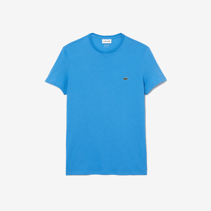 Men Lacoste V0ZN767 Blue 4XA Crew Neck Pima Cotton Jersey T-Shirt - Image 4