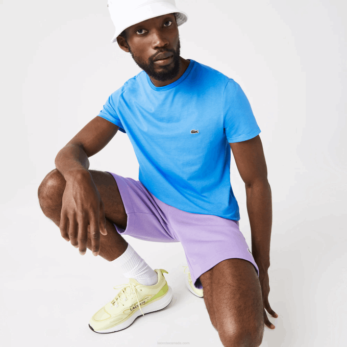 Men Lacoste V0ZN767 Blue 4XA Crew Neck Pima Cotton Jersey T-Shirt - Image 1