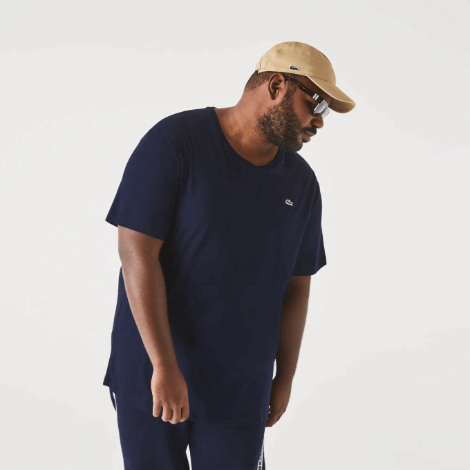 Men Lacoste V0ZN769 Navy Blue 166 Crew Neck XL Cotton Jersey T-Shirt - Image 2