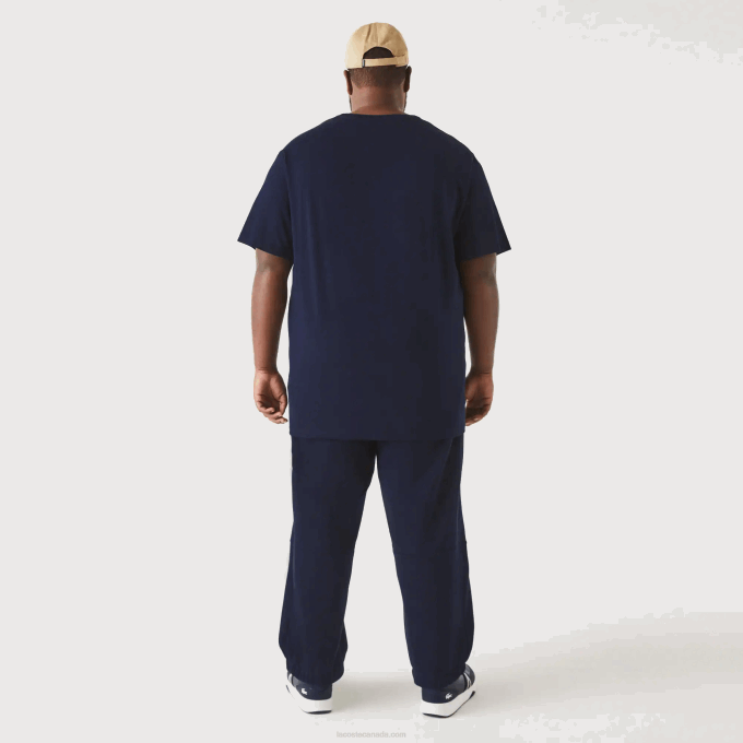 Men Lacoste V0ZN769 Navy Blue 166 Crew Neck XL Cotton Jersey T-Shirt - Image 3