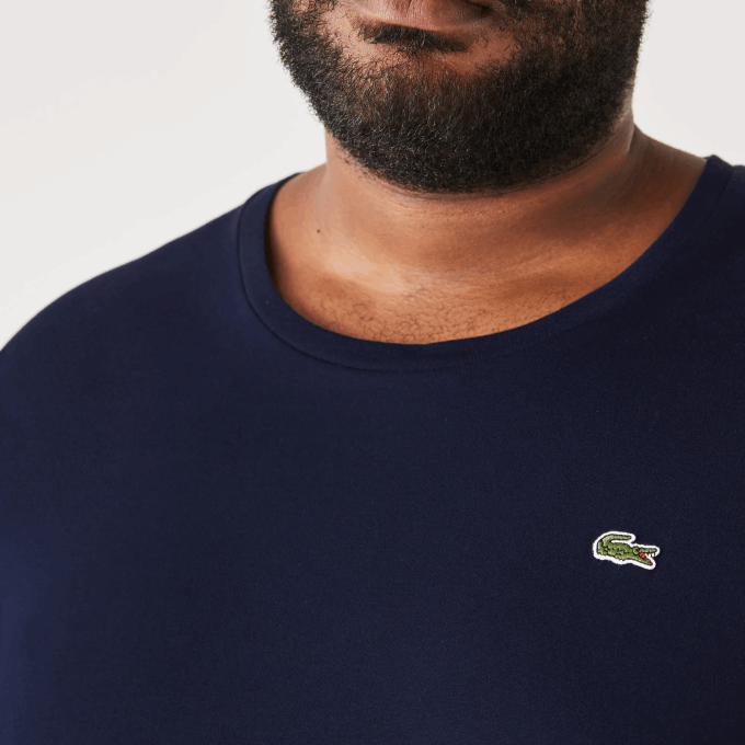 Men Lacoste V0ZN769 Navy Blue 166 Crew Neck XL Cotton Jersey T-Shirt - Image 4
