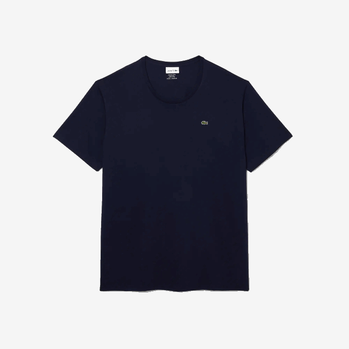Men Lacoste V0ZN769 Navy Blue 166 Crew Neck XL Cotton Jersey T-Shirt - Image 5