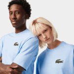 Men Lacoste V0ZN76 Blue HBP Loose Fit Large Crocodile Organic Cotton T-Shirt - Image 2
