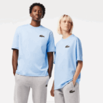 Men Lacoste V0ZN76 Blue HBP Loose Fit Large Crocodile Organic Cotton T-Shirt