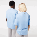 Men Lacoste V0ZN76 Blue HBP Loose Fit Large Crocodile Organic Cotton T-Shirt - Image 3