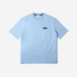 Men Lacoste V0ZN76 Blue HBP Loose Fit Large Crocodile Organic Cotton T-Shirt - Image 4