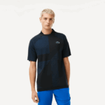 Men Lacoste V0ZN770 Black Blue 985 SPORT Slim Fit Seamless Tennis Polo