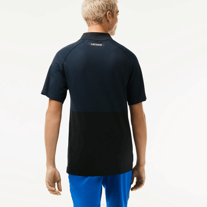 Men Lacoste V0ZN770 Black Blue 985 SPORT Slim Fit Seamless Tennis Polo - Image 3
