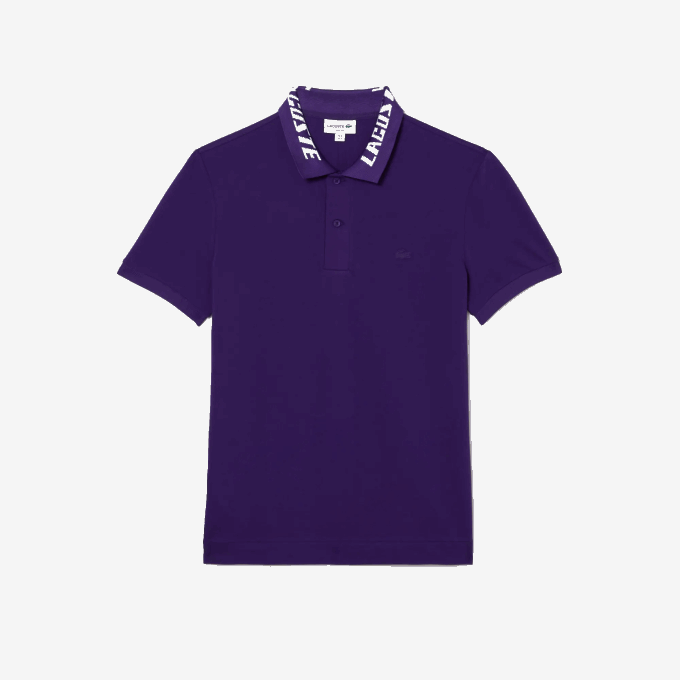 Men Lacoste V0ZN776 Purple PFN Branded Slim Fit Stretch Pique Polo - Image 5