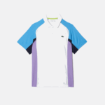 Men Lacoste V0ZN779 White Navy Blue Purple 6HU SPORT Thermo-Regulating Pique Tennis Polo - Image 4