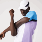 Men Lacoste V0ZN779 White Navy Blue Purple 6HU SPORT Thermo-Regulating Pique Tennis Polo - Image 7
