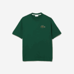 Men Lacoste V0ZN77 Green 132 Loose Fit Large Crocodile Organic Cotton T-Shirt - Image 5