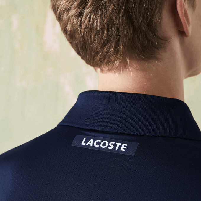 Men Lacoste V0ZN784 Navy Blue Purple Green XC3 SPORT Ultra-Dry Pique Tennis Polo - Image 3