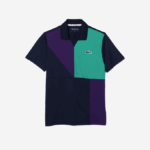 Men Lacoste V0ZN784 Navy Blue Purple Green XC3 SPORT Ultra-Dry Pique Tennis Polo - Image 4