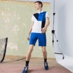 Men Lacoste V0ZN785 White Black Blue X87 SPORT Ultra-Dry Pique Tennis Polo