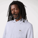 Men Lacoste V0ZN787 Grey Chine CCA Original L.12.12 Long Sleeve Heathered Polo