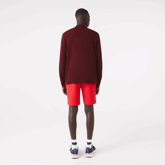 Men Lacoste V0ZN788 Bordeaux SXL Original L.12.12 Long Sleeve Heathered Polo - Image 2