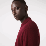 Men Lacoste V0ZN788 Bordeaux SXL Original L.12.12 Long Sleeve Heathered Polo - Image 3