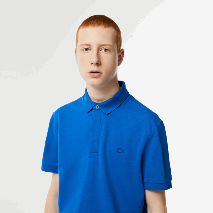 Men Lacoste V0ZN78 Blue KXB Smart Paris Stretch Cotton Pique Polo - Image 2