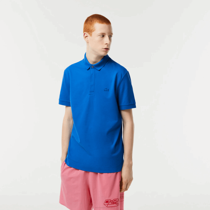 Men Lacoste V0ZN78 Blue KXB Smart Paris Stretch Cotton Pique Polo - Image 1