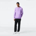 Men Lacoste V0ZN790 Purple GFU Hooded Cotton Jersey Sweatshirt - Image 2