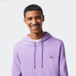Men Lacoste V0ZN790 Purple GFU Hooded Cotton Jersey Sweatshirt - Image 6
