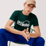 Men Lacoste V0ZN795 Green White WPX SPORT Crew Neck Tennis Print Breathable T-shirt