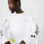 Men Lacoste V0ZN796 White 001 Loose Fit Print T-Shirt