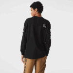 Men Lacoste V0ZN797 Black 031 Loose Fit Print T-Shirt - Image 3