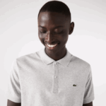 Men Lacoste V0ZN798 Grey Chine CCA Regular Fit Pima Cotton Polo - Image 2