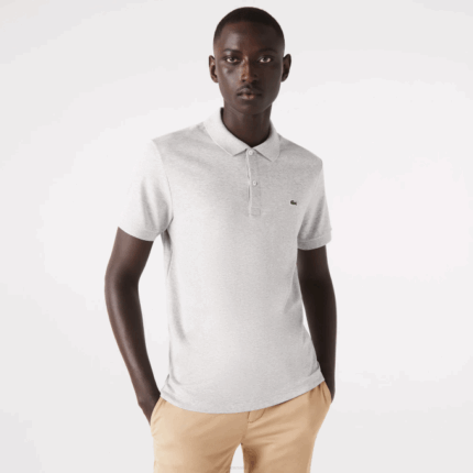 Men Lacoste V0ZN798 Grey Chine CCA Regular Fit Pima Cotton Polo