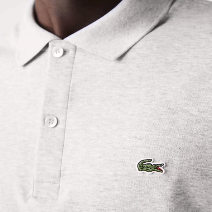 Men Lacoste V0ZN798 Grey Chine CCA Regular Fit Pima Cotton Polo - Image 7