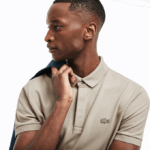 Men Lacoste V0ZN79 Beige AE0 Smart Paris Stretch Cotton Pique Polo