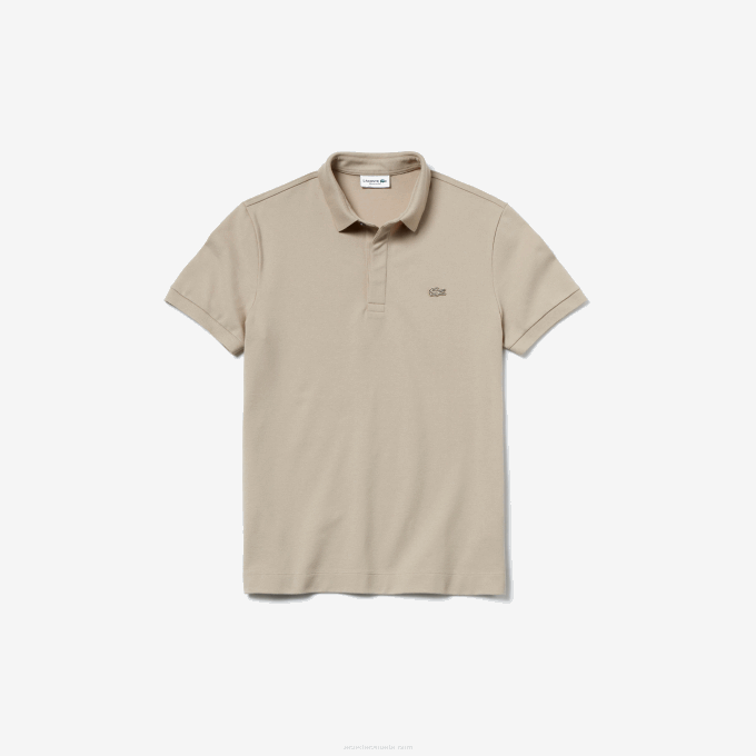 Men Lacoste V0ZN79 Beige AE0 Smart Paris Stretch Cotton Pique Polo - Image 4