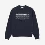 Men Lacoste V0ZN7 Blue KXE Loose Fit Branded Sweatshirt - Image 4