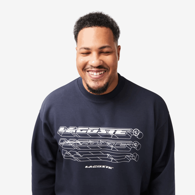 Men Lacoste V0ZN7 Blue KXE Loose Fit Branded Sweatshirt - Image 6