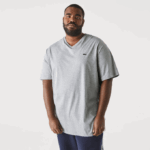 Men Lacoste V0ZN801 Grey Chine CCA V-Neck Jersey T-Shirt - Image 2