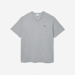 Men Lacoste V0ZN801 Grey Chine CCA V-Neck Jersey T-Shirt - Image 4