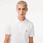 Men Lacoste V0ZN802 White 001 Regular Fit Pima Cotton Polo - Image 2