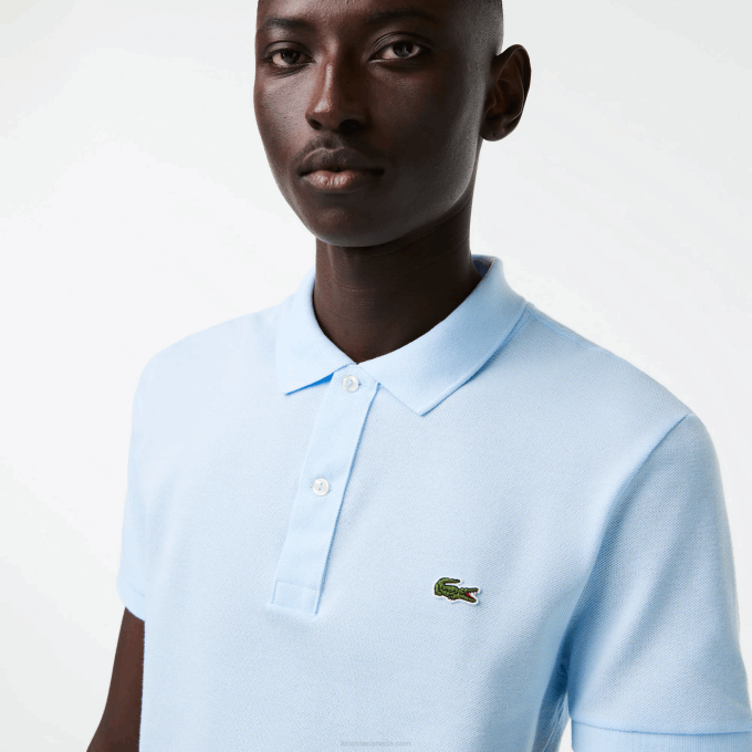 Men Lacoste V0ZN806 Light Blue T01 Original L.12.12 Slim Fit Polo - Image 2