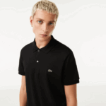 Men Lacoste V0ZN807 Black 031 Regular Fit Pima Cotton Polo - Image 2