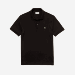 Men Lacoste V0ZN807 Black 031 Regular Fit Pima Cotton Polo - Image 4