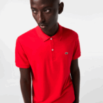 Men Lacoste V0ZN808 Red 240 Regular Fit Pima Cotton Polo - Image 2