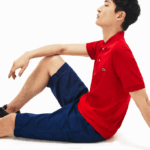 Men Lacoste V0ZN808 Red 240 Regular Fit Pima Cotton Polo - Image 4