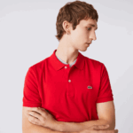 Men Lacoste V0ZN808 Red 240 Regular Fit Pima Cotton Polo - Image 5