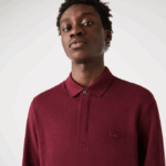 Men Lacoste V0ZN810 Bordeaux SXL Smart Paris long sleeve stretch cotton pique Polo - Image 2