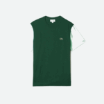 Men Lacoste V0ZN812 Blue Light Green 8AT Regular Fit Colorblock Cotton Jersey T-Shirt - Image 4