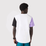 Men Lacoste V0ZN813 White Purple Black UWX Regular Fit Colorblock Cotton Jersey T-Shirt - Image 3