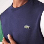 Men Lacoste V0ZN814 Navy Blue Green White YUN Regular Fit Colorblock Cotton Jersey T-Shirt - Image 2
