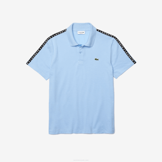 Men Lacoste V0ZN815 Blue HBP Lettered Band Ultra-Lightweight Cotton Polo - Image 4